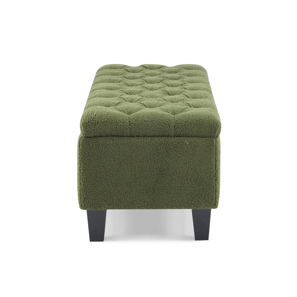 English Elm Christopher Knight Home® - Ottoman tufted storage bench with boucle cushion, diamond stitch elegance, soft-close lid, sturdy legs Green N779P294331G