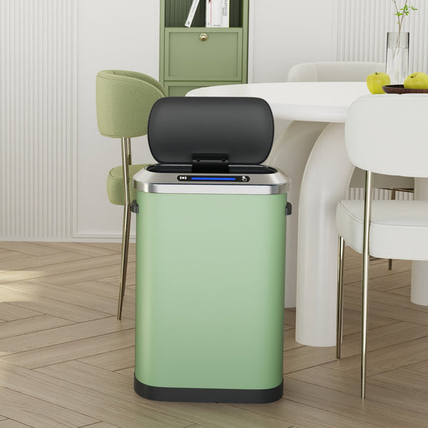 English Elm 50L Smart automatic Trash Can with Silent Slow-Close Lid, Motion Sensor, Durable 0.45mm Steel Body Mint Green W1550P247982