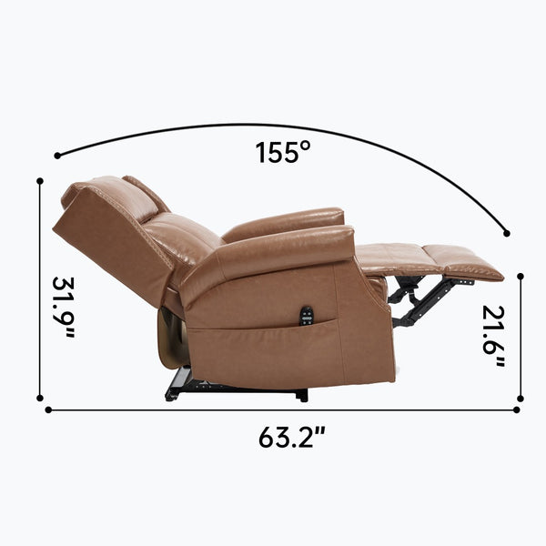 English Elm Emon's Overstuffed Chenille Power Lift Recliner with Massage Heat and Charging Ports Camel W1803S00093