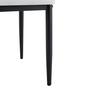 English Elm Set of 6 ergonomic dining chairs with shell-pattern back, 37" height, breathable tech fabric, sturdy metal legs and adjustable anti-slip feet for stable, comfortable seating during meals White+Black W1151P359600