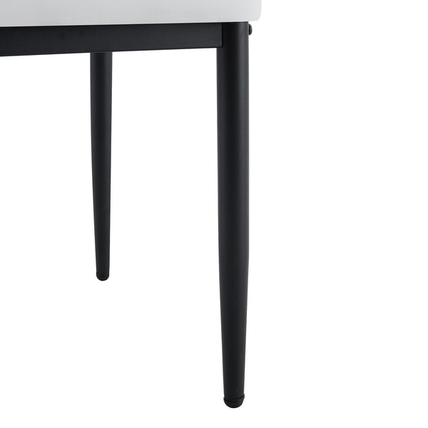 English Elm Set of 6 ergonomic dining chairs with shell-pattern back, 37" height, breathable tech fabric, sturdy metal legs and adjustable anti-slip feet for stable, comfortable seating during meals White+Black W1151P359600