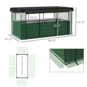 English Elm Raised Galvanized Steel Garden Bed with Crop Cage Shade Cloth and Bottomless Design T3971P422476