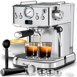 English Elm 20 Bar Espresso Machine with Steam Wand Pressure Display and Ese Pod Support W1002P292436