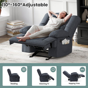English Elm Oversized Rocking Rocker Recliner Chair with Ergonomic Support, Tool-Free 5-Minute Assembly Comfort Dark Gray T3623P380109