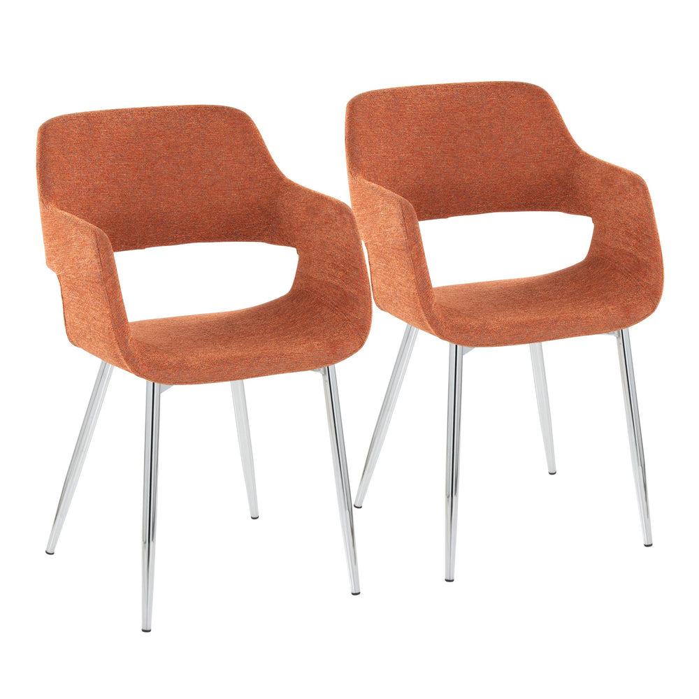 English Elm Margarite Contemporary Dining Chairs Set Of 2 - Vibrant Orange Fabric & Sleek Chrome Metal Design B202S01270