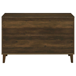 English Elm Brommer Slatted Door Hardwood Sideboard Cabinet with Tapered Legs for Dining Rooms B062P451809