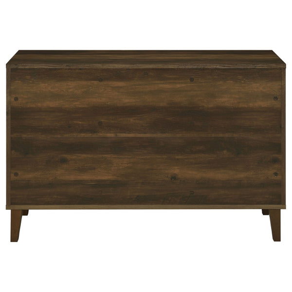English Elm Brommer Slatted Door Hardwood Sideboard Cabinet with Tapered Legs for Dining Rooms B062P451809