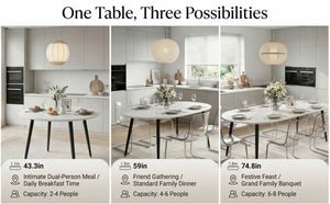 English Elm Pull Extendable Round Dining Set White Mdf Top Clear Acrylic Chairs Modern Minimalist W2920S00135