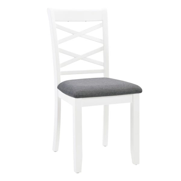 English Elm 6 Piece Rubberwood Dining Set with Bench and Linen Chairs for Transitional Kitchen W1998S00099