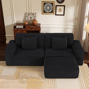 English Elm 106.3 Inch Striped Compression Sofa - Modern Comfort, Versatile Design For Living Room Or Bedroom W3147S00017