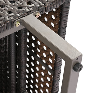 English Elm K&K 6-Pers Diamond Weave Patio Sectional Set with Thick Cushions, Extendable Ice Coffee Table, UV-Resistant Wicker Khaki+Brown N707S000013K