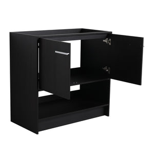 English Elm 36" Bathroom Vanity With Ceramic Sink, Soft-Close Doors, Modern Plywood Cabinet & Open Shelf Storage W1972S00020