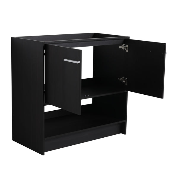 English Elm 36" Bathroom Vanity With Ceramic Sink, Soft-Close Doors, Modern Plywood Cabinet & Open Shelf Storage W1972S00020