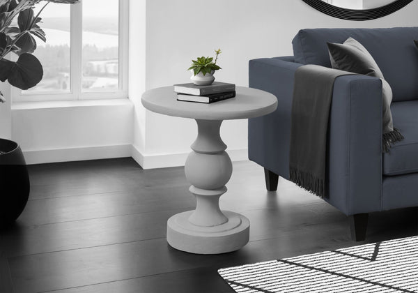 English Elm Accent Table Round Matte Finish Weather Resistant Magnesium Oxide Indoor Outdoor Side Grey B2710P461663