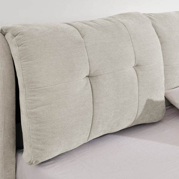 English Elm Queen Size Upholstered Hydraulic Platform Bed With Integrated Headboard & Hidden Storage, Beige W1413S00113-GIGA