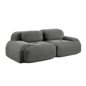 English Elm 82'' Curved Modular Sofa Corduroy Upholstered Two Seat Living Room Lounge Grey W714P323646