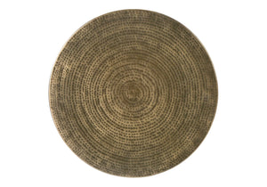 English Elm Accent Table - Hand-Crafted Gold Metal Drum Design, Modern Style For Living Room & Bedroom Décor B2710P219455