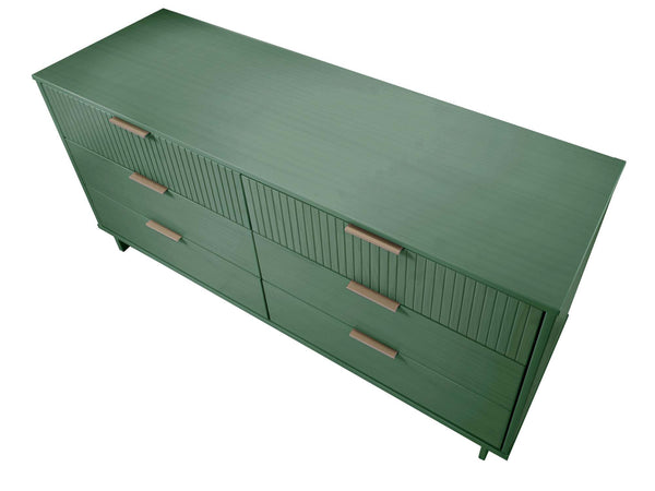 English Elm Granville 55" Sage Green Dresser - 6-Drawer Solid Wood Storage With Gold Handles & Modern Design B365S00088