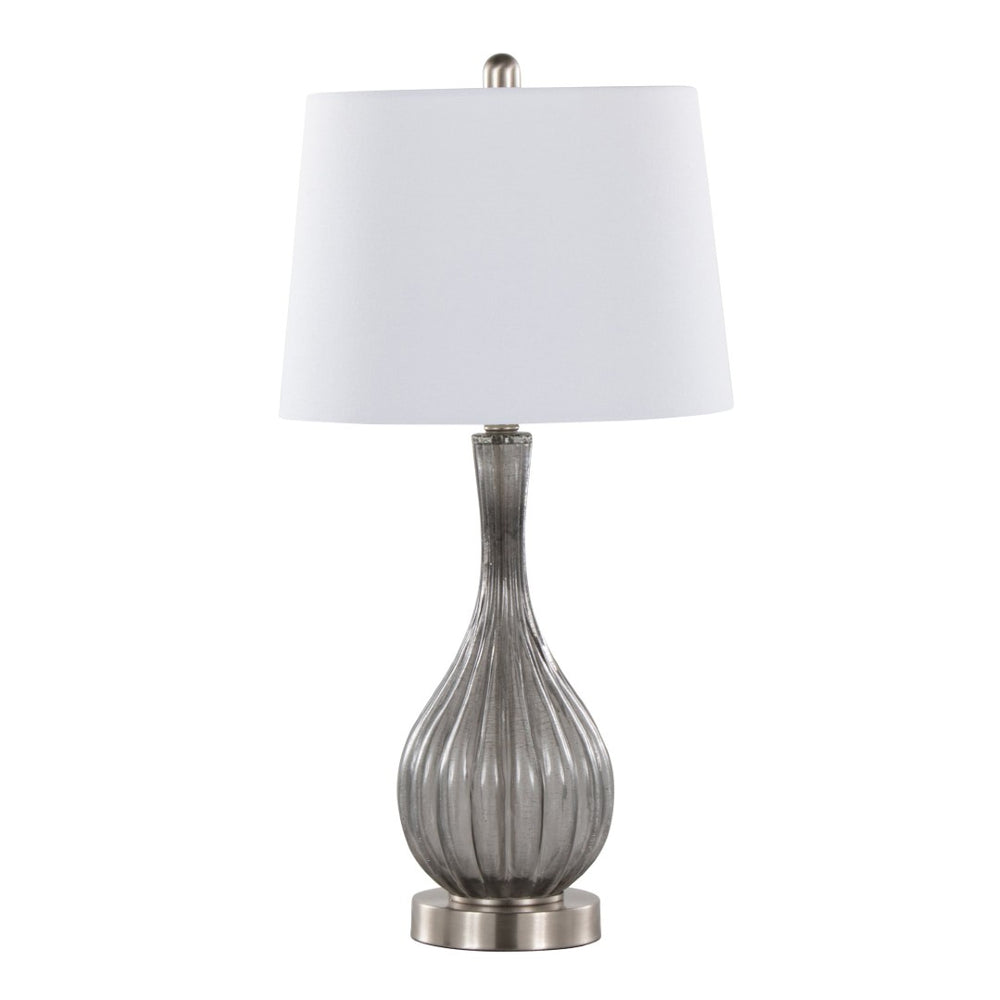 English Elm Jenny Crackle Glass Table Lamp Set with Gold Hardware and Linen Shade for Bedrooms B202P224038