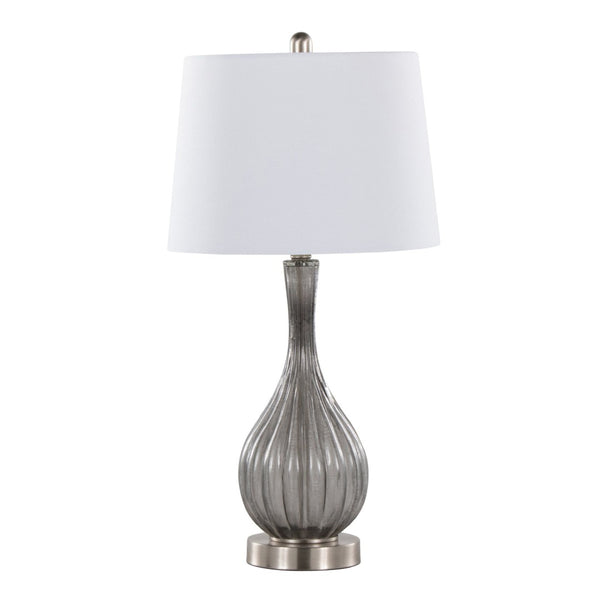 English Elm Jenny Crackle Glass Table Lamp Set with Gold Hardware and Linen Shade for Bedrooms B202P224038