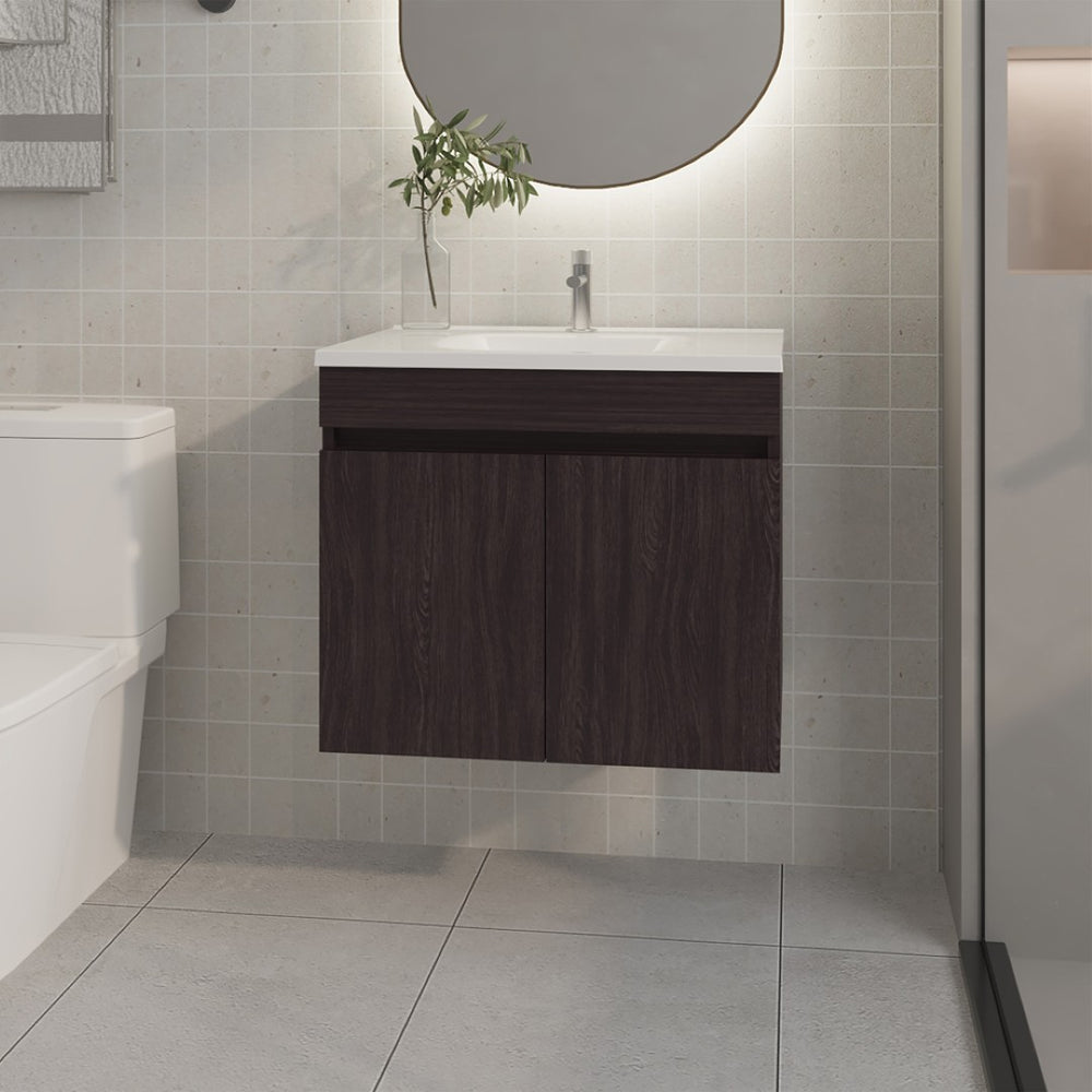 English Elm Colville Floating Wall Mount Vanity Cabinet Matte Finish Modern Bathroom Storage Black B092P439907