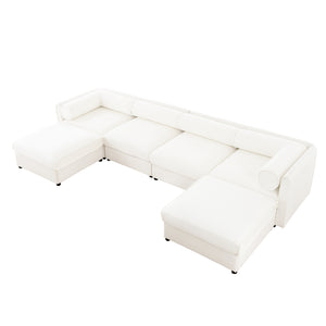 English Elm Modular Sectional Sofa With Hidden Storage, Luxurious Chenille U-Shaped Couch For Modern Living W714S01043