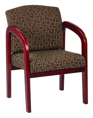OSP Home Furnishings Cherry Finish Solid Wood Visitor Chair with Lumbar Support for Office or Reception Areas Cocoa WD387-K104