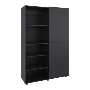 English Elm Wardrobe Spacious 72.4" H Two-Door Engineered Wood Closet with Five Shelves, Six Legs, Modern Appeal Black 40.94 L x 29.13 W x 5.51 H B097S00222