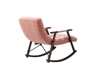 English Elm 42"l Folding Rocking Chair Iron Frame Cushioned High Back Adjustable Footrest Lounge W1669P163323