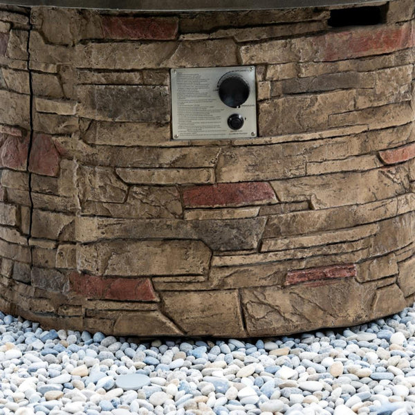 English Elm 36'' Propane Gas Fire Pit Table 50,000BTU Round MgO Top Hidden Tank Cover Pulse Ignition W853P293854