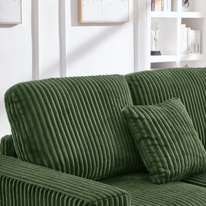 English Elm 93" Sectional Sofa L-Shaped Upholstered Corduroy 3-Seater with Reversible Chaise, Solid Wood Frame, Plush Coil-Foam Cushions Green W1097S00224