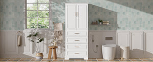 English Elm 72.2'' Tall Freestanding Bathroom Cabinet with 3 Drawers, Adjustable Shelf, Soft-Close Doors, Modern Elegant Design White N729P296769K