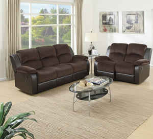 English Elm Modern Reclining Sofa and Loveseat Set Faux Leather Tufted Living Room Seating B011S02391