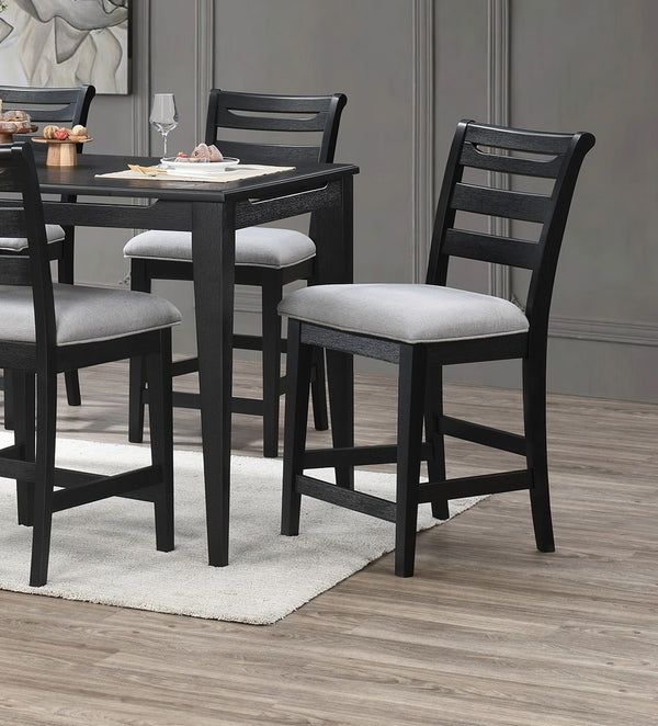 English Elm Modern Counter Height Dining Chairs Set Of 2 - Stylish Black Ladder Back, Upholstered Comfort, Solid Wood B011P218340