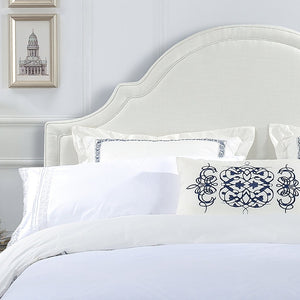 English Elm Catherine Woven Fabric King Headboard Antique White Hardwood Bedroom Elegance B2719P238659