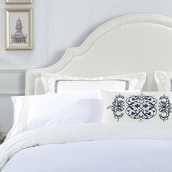 English Elm Catherine Woven Fabric King Headboard Antique White Hardwood Bedroom Elegance B2719P238659
