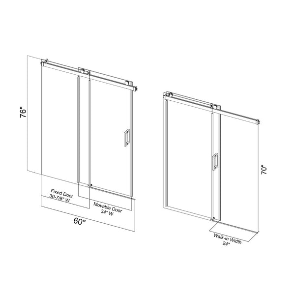 English Elm 56 to 60 Inch Frameless Sliding Shower Door with 10mm Tempered Glass Brushed Nickel W1573S00047