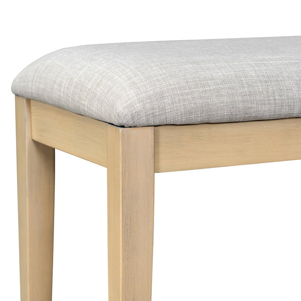 English Elm TOPMAX Solid Wood Extendable Dining Table Set for 6 with 18" Leaf, Trestle Legs, Cushioned Bench & Chairs Natural SP000089AAA