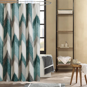 JLA Home INK+IVY - Cotton INK+IVY Alpine Collection Shower Curtain, 72"x72" 200TC Broken Chevron Aqua & Grey Elegance II70-779