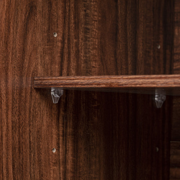 English Elm K&K 71" Farmhouse Pantry Cabinet with Embossed Texture, 2 Drawers, 8 Door Racks, Adjustable Shelves, Anti-Tip Stability Brown N707P254905Z