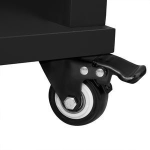 English Elm K&K 47 Inch Kitchen Island with Extendable Dining Table, Rolling Storage Cabinet, Built-In Power Black N707P215327B