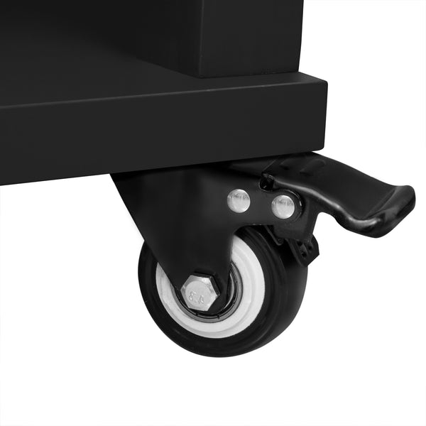 English Elm K&K 47 Inch Kitchen Island with Extendable Dining Table, Rolling Storage Cabinet, Built-In Power Black N707P215327B