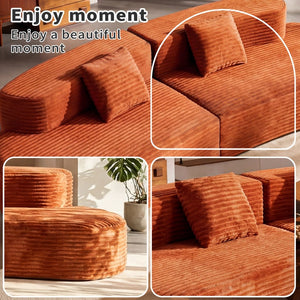 English Elm 108.6-inch Curved Velvet Sectional Frameless Cloud Sofa for Modern Living Spaces W3108P412353