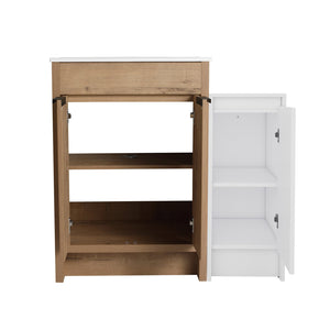 English Elm 36 Inch Freestanding Bathroom Vanity With Ceramic Sink, Soft-Close Doors & Ample Storage Space W999S00307