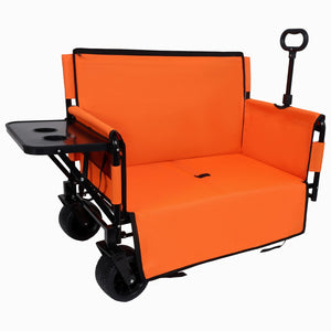 English Elm 3-in-1 Convertible Utility Wagon with Folding Tabletop Bench Seat All-terrain Wheels Orange W2932P320639