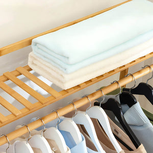 English Elm Bamboo Garment Rack Freestanding Closet Organizer with Shoe Shelf for Entryway W3101P417700