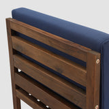 Modular Acacia Patio Side Chair Dark Brown, Navy Blue OWSANCHDBBU Walker Edison