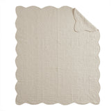 Madison Park Tuscany Cottage/Country Oversized Quilted Throw with Scalloped Edges MP50-1215 Cream