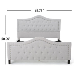 English Elm Upholstered Queen Platform Bed Arched Nailhead Tufted Frame No Box Spring Needed N761S6054002E
