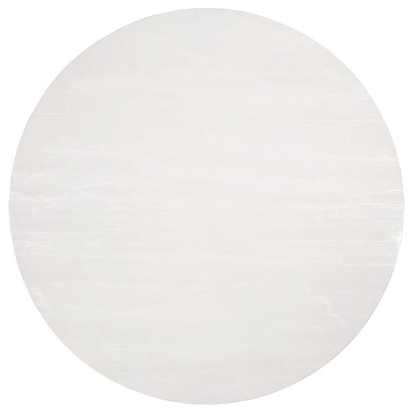 English Elm Imani White Marble Round Dining Table with Gold Stainless Steel Geometric Base B062S01552